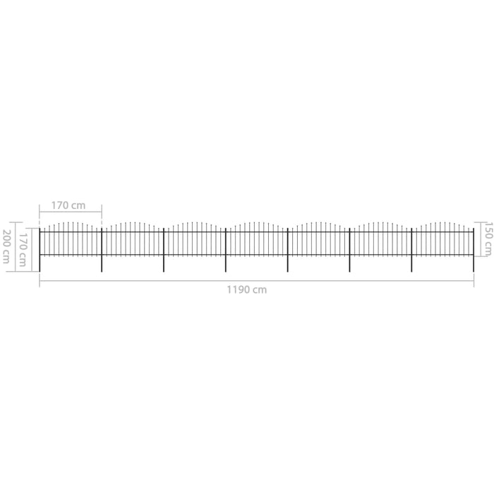 vidaXL || vidaXL Garden Fence with Spear Top Steel 39' Black 277736