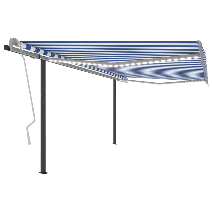 vidaXL || vidaXL Manual Retractable Awning with LED 13.1'x9.8' Blue and White