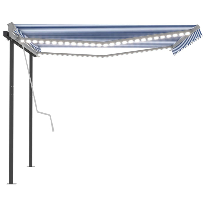 vidaXL || vidaXL Manual Retractable Awning with LED 13.1'x9.8' Blue and White