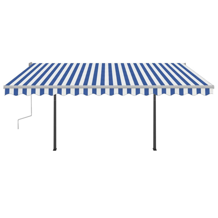 vidaXL || vidaXL Manual Retractable Awning with LED 13.1'x9.8' Blue and White