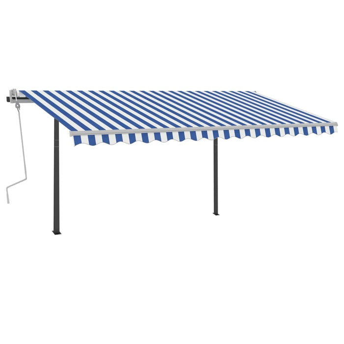 vidaXL || vidaXL Manual Retractable Awning with LED 13.1'x9.8' Blue and White