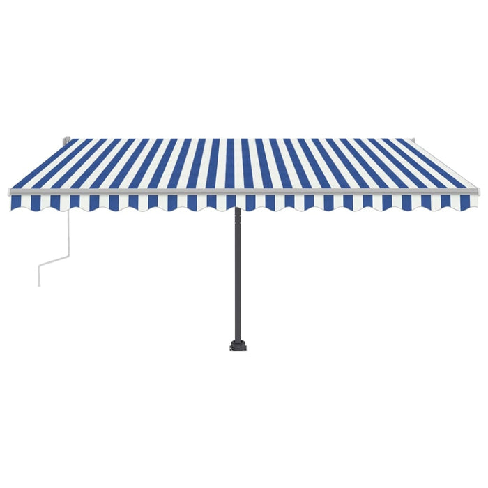 vidaXL || vidaXL Manual Retractable Awning with LED 157.5"x118.1" Blue and White