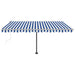 vidaXL || vidaXL Manual Retractable Awning with LED 157.5"x118.1" Blue and White