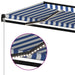 vidaXL || vidaXL Manual Retractable Awning with LED 157.5"x118.1" Blue and White