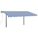 vidaXL || vidaXL Manual Retractable Awning with Posts 13.1'x9.8' Blue and White