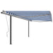 vidaXL || vidaXL Manual Retractable Awning with Posts 13.1'x9.8' Blue and White