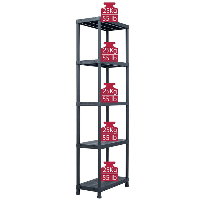 vidaXL || vidaXL Storage Shelf Racks 5 pcs Black 155.1 lb 23.6"x11.8"x70.9" Plastic 276258