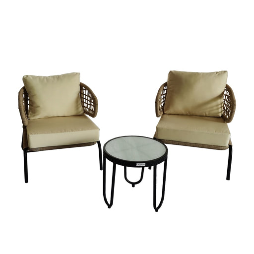 Aleko Products || Woven Rope 3-Piece Indoor/Outdoor Patio Chat Bistro Set